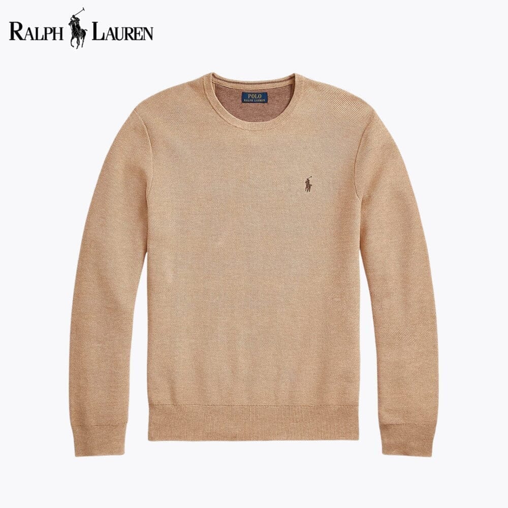 Ralph Lauren Mesh-Strick-Baumwollpullover mit Rundhalsausschnitt