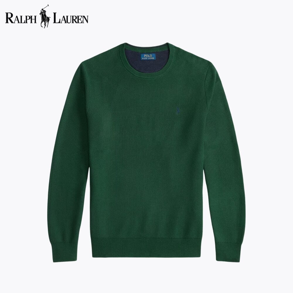 Ralph Lauren Mesh-Strick-Baumwollpullover mit Rundhalsausschnitt