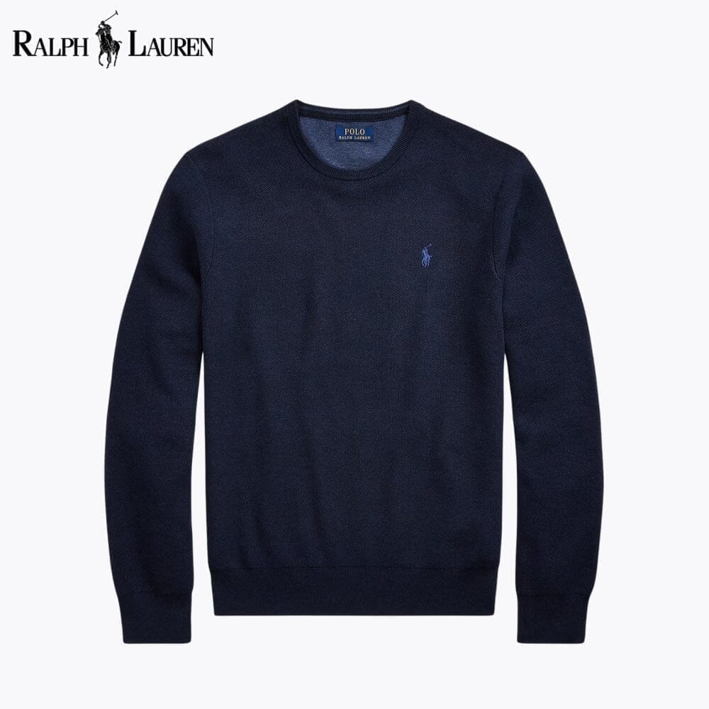 Ralph Lauren Mesh-Strick-Baumwollpullover mit Rundhalsausschnitt