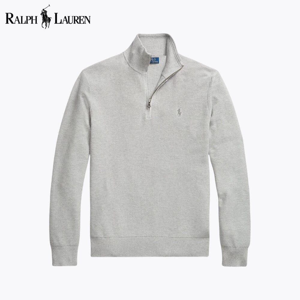 Ralph Lauren Mesh-Strickpullover aus Baumwolle mit Viertelreißverschluss