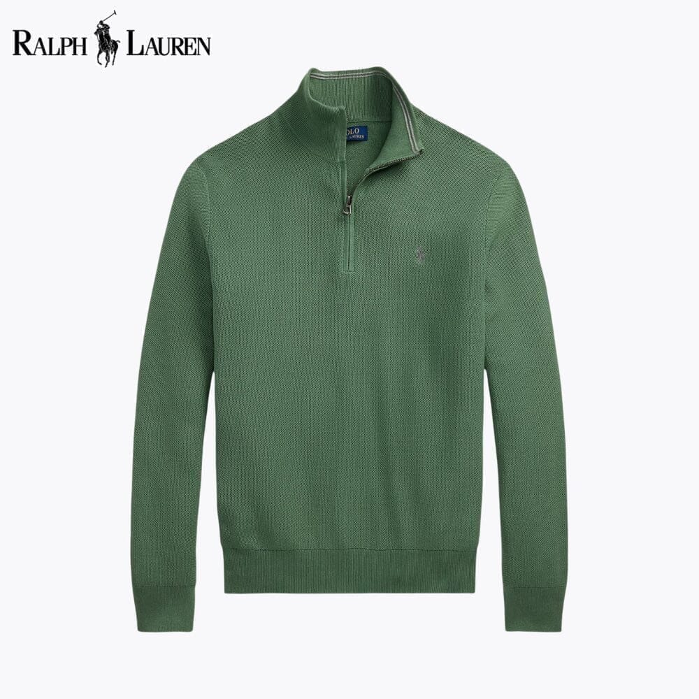 Ralph Lauren Mesh-Strickpullover aus Baumwolle mit Viertelreißverschluss