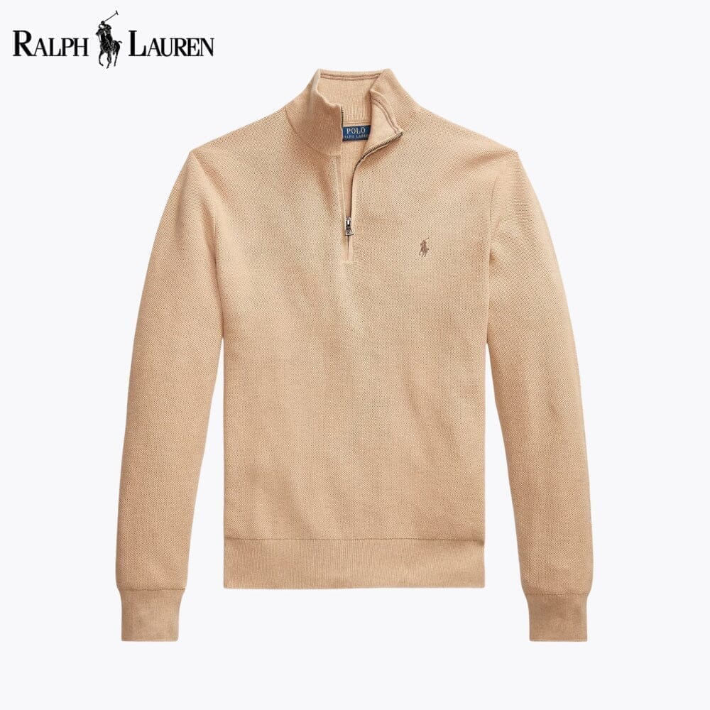 Ralph Lauren Mesh-Strickpullover aus Baumwolle mit Viertelreißverschluss