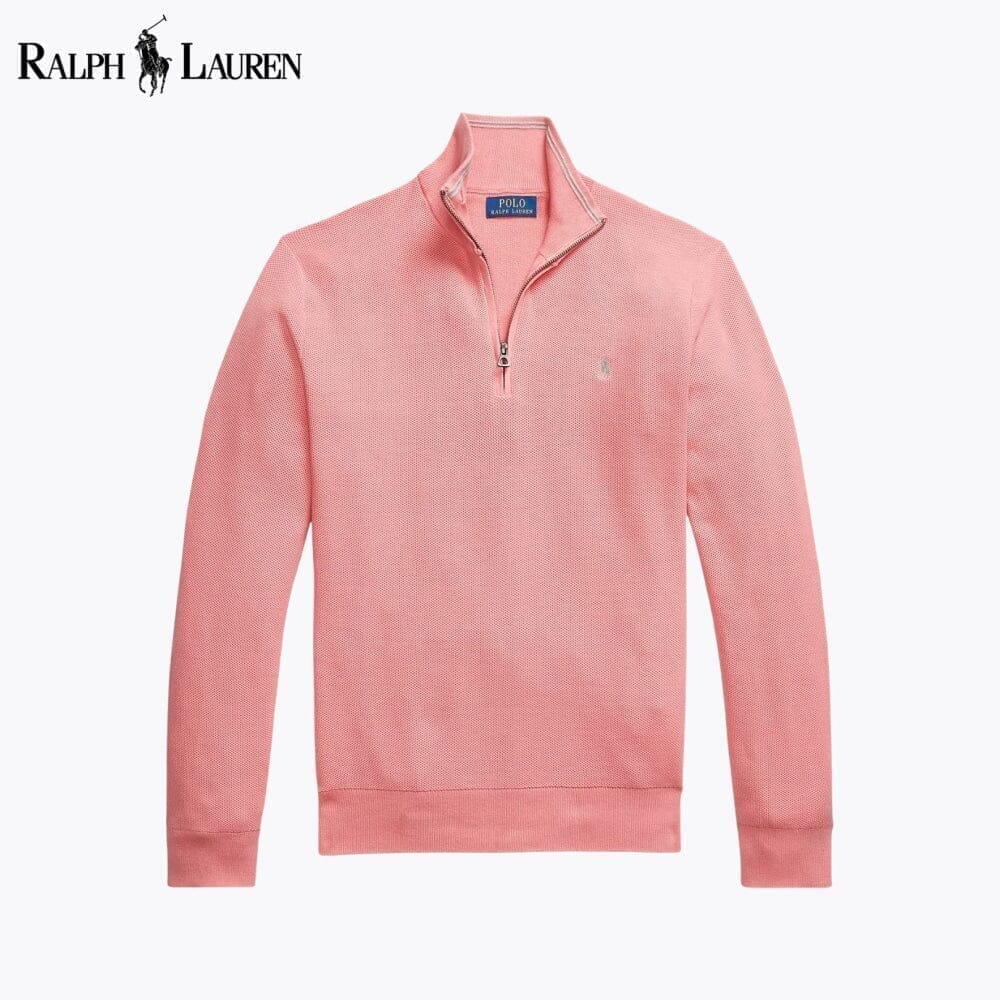 Ralph Lauren Mesh-Strickpullover aus Baumwolle mit Viertelreißverschluss