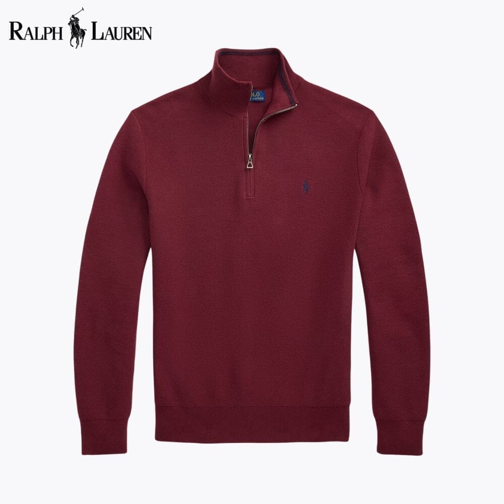 Ralph Lauren Mesh-Strickpullover aus Baumwolle mit Viertelreißverschluss
