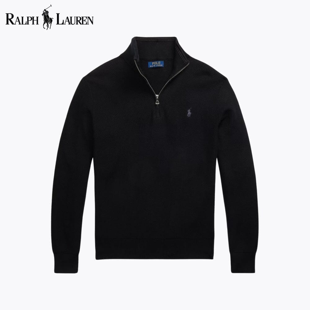 Ralph Lauren Mesh-Strickpullover aus Baumwolle mit Viertelreißverschluss