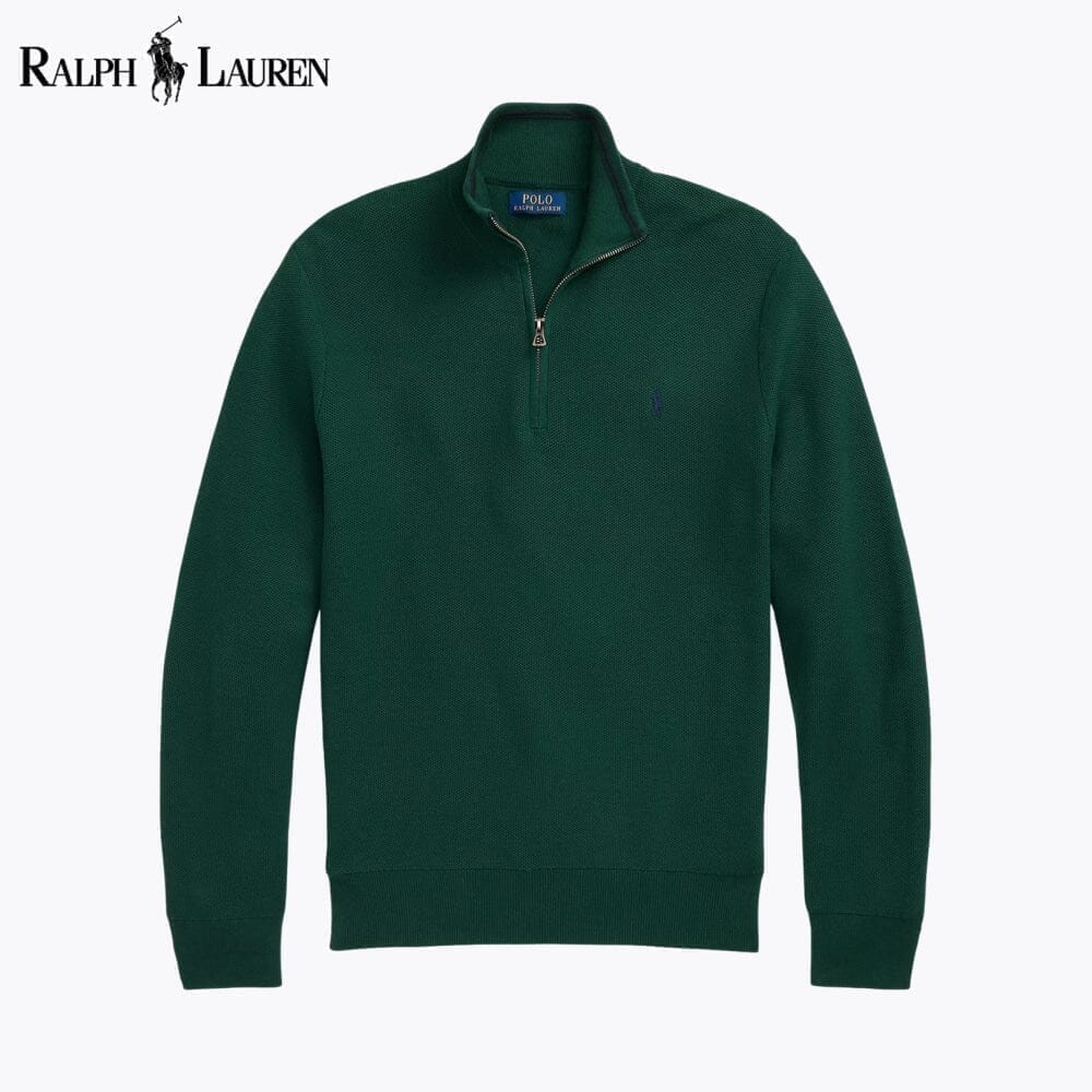 Ralph Lauren Mesh-Strickpullover aus Baumwolle mit Viertelreißverschluss