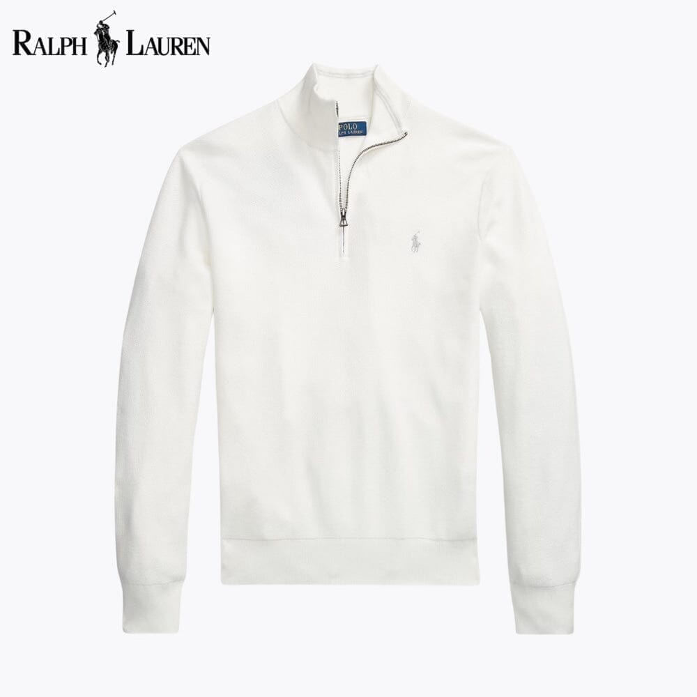 Ralph Lauren Mesh-Strickpullover aus Baumwolle mit Viertelreißverschluss