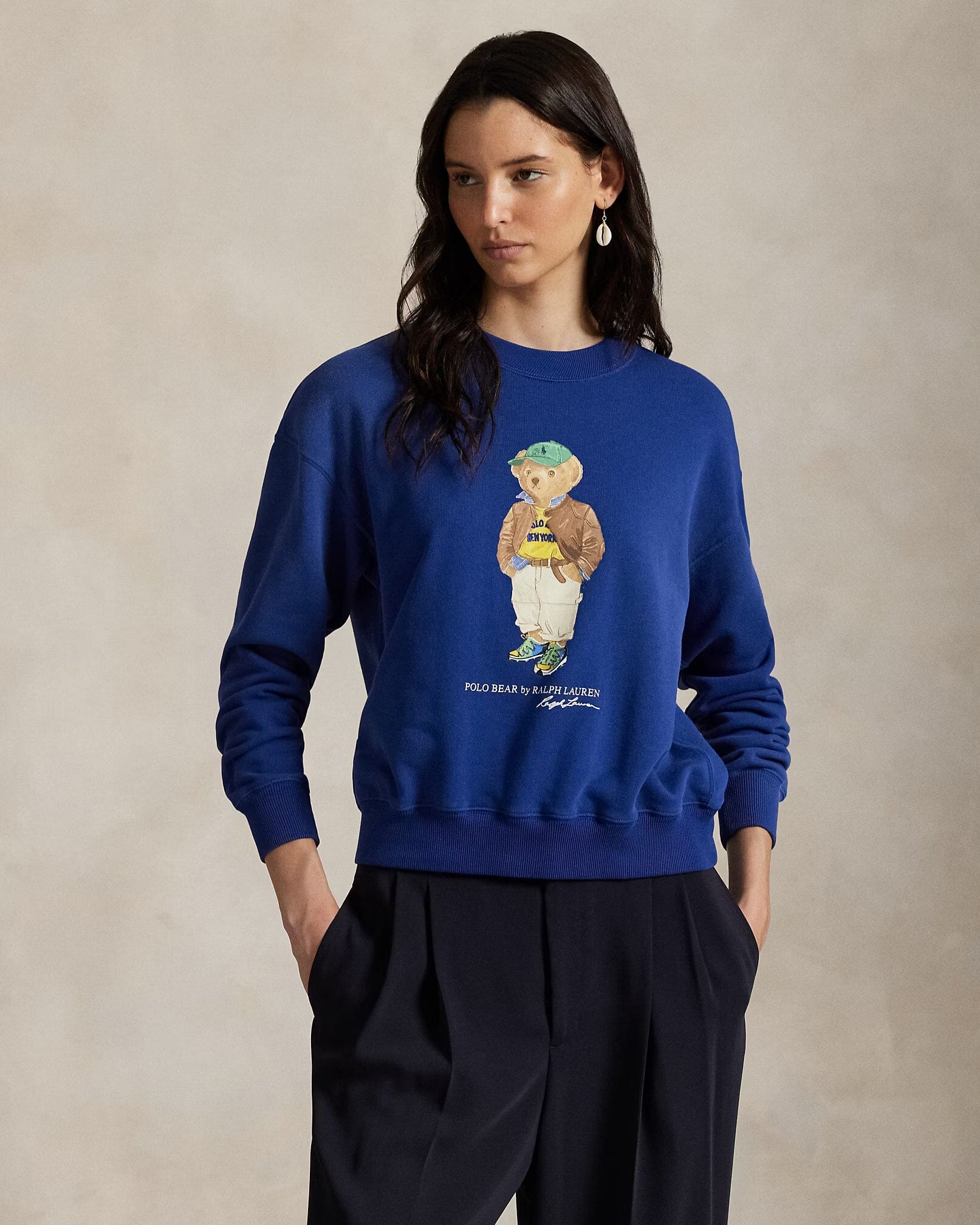 Ralph Lauren Polo Bear Leichtes Fleece-Shirt mit Rundhalsausschnitt