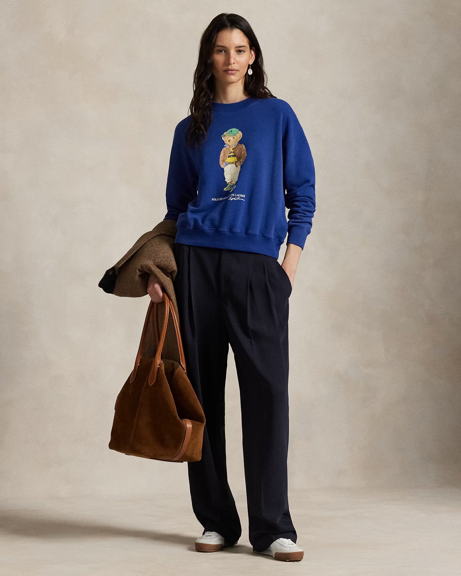 Ralph Lauren Polo Bear Leichtes Fleece-Shirt mit Rundhalsausschnitt