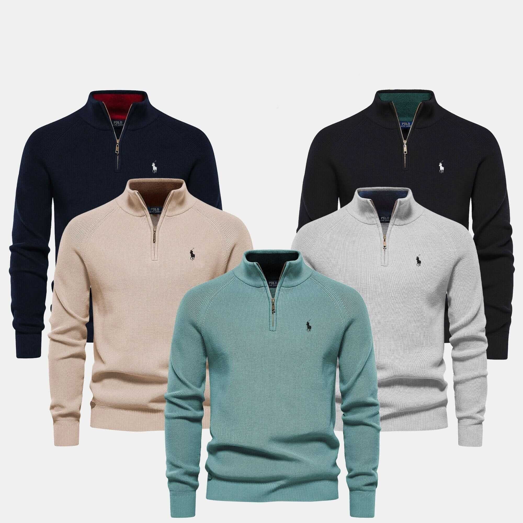 Ralph Lauren Raffinierter Rippstrick-Pullover mit Reißverschluss